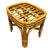 1950s 1950s Restored Mid-Century Rattan & Wicker Triple Arched Vanity Stool With Palm Fabric For Sale - Image 5 of 7