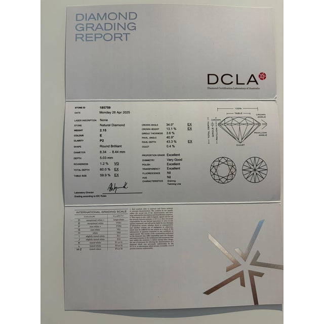 Dcla Platinum Diamond Engagement Ring 2.60ct 6.8g, Size 8.5 For Sale - Image 9 of 9
