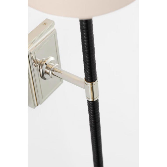 Chapman & Myers for Visual Comfort Signature Basden 29" Tail Sconce in Polished Nickel and Black Rattan with Linen Shade For Sale In Houston - Image 6 of 8