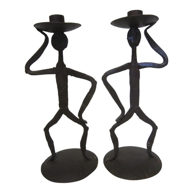 Artisan Iron Candle Holders A Pair Chairish