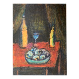 Eugeniusz Tukan-Wolski, Still Life with Apples, Mixed Media on Paper For Sale