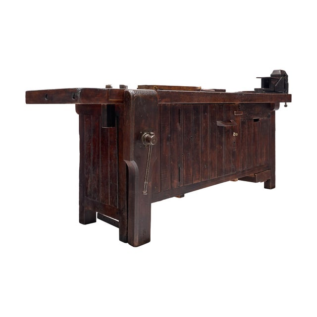 Industrial, French Workbench, Oak, 1900s For Sale In Austin - Image 6 of 9