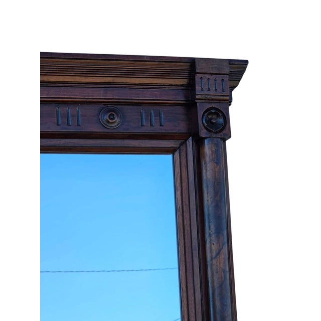 Wood 19th Century American Victorian Walnut Pierre Mirror/ Hallway Mirror. For Sale - Image 7 of 16