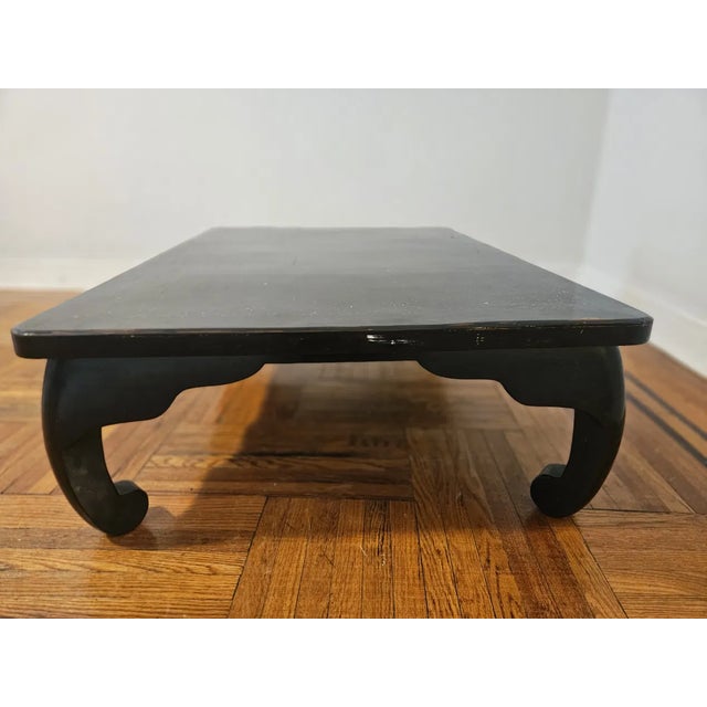 1940s Chinese Black Lacquer Low Table With Mother of Pearl Inlay - 1940s Ming Style, Japanese-American Provenance For Sale - Image 5 of 10