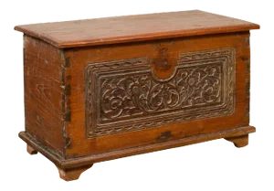 Mid 20th Century Indonesian Vintage Wooden Blanket Chest with Carved Foliage and Floral Motifs
