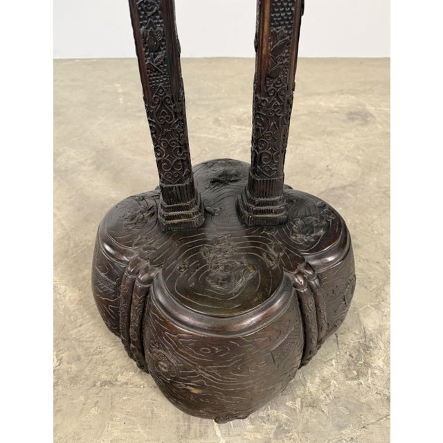 Japanese Bronze Double Eagle Sculpture on Japanese Stand, 68”h – Hand-Carved Style Pedestal Form For Sale - Image 3 of 13