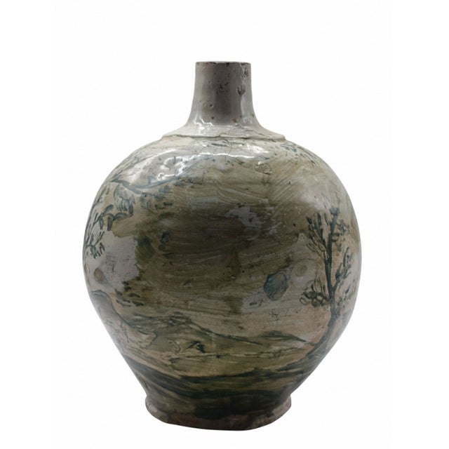 Hand-Painted Majolica Ceramic Bottle, 1890s For Sale - Image 4 of 11