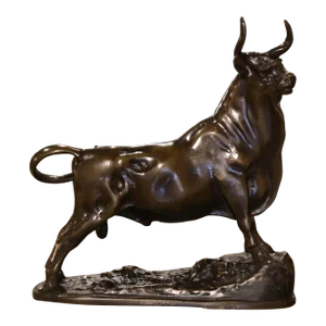19th Century French Patinated Bronze Bull Sculpture Signed G. Gardet