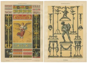 Dolmetsch, Pompeian Wall Painting and Bronze Designs, 1887, Prints, Set of 2