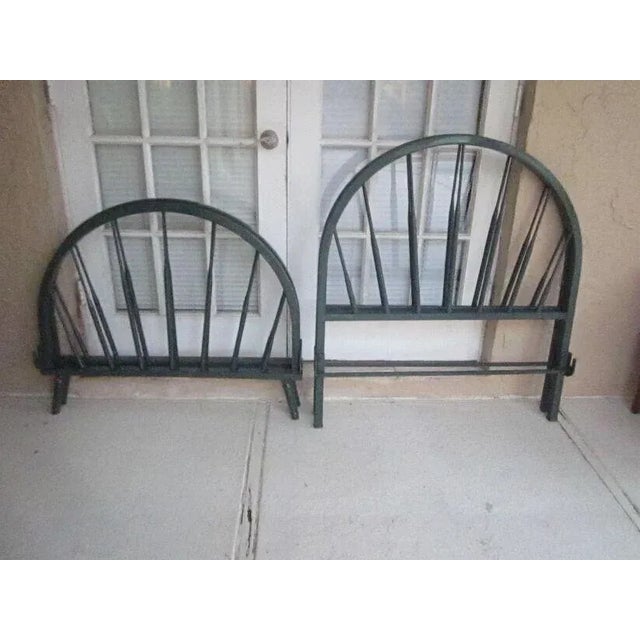 Antique Twin Headboard Footboard And Rails Dark Green New Paint From The 1940s set of 2 Style: Traditional Color: Green...