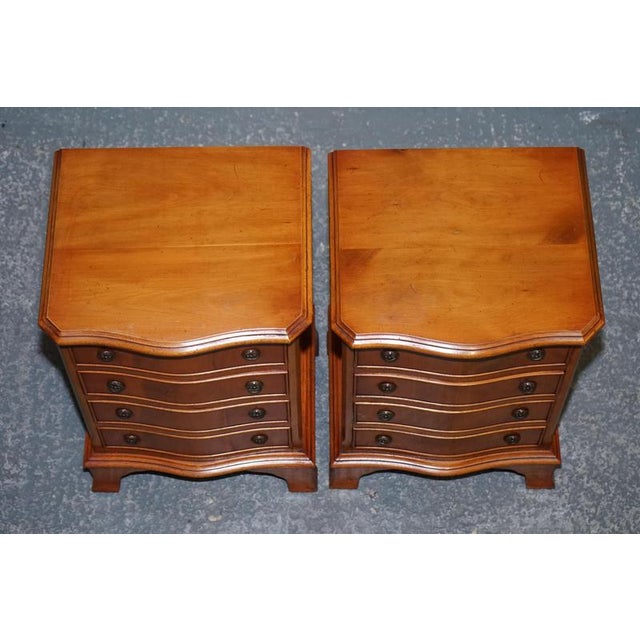 Georgian Style Yew Wood Nightstands, Set of 2 For Sale - Image 9 of 13
