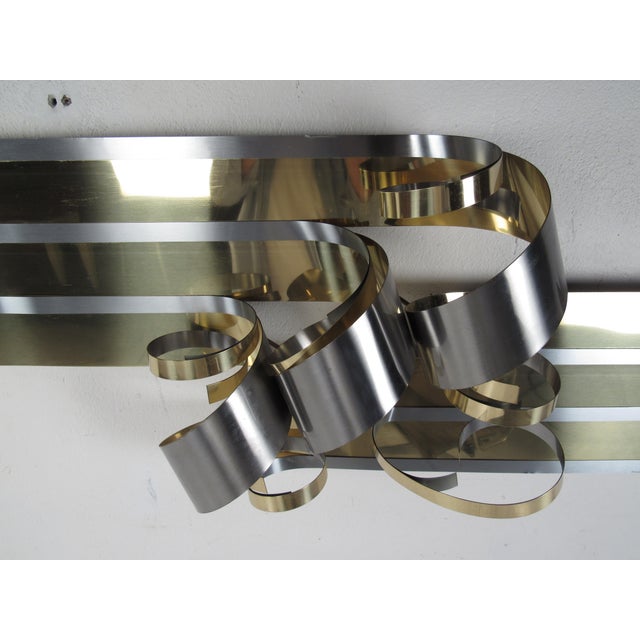 1980s Mid-Century Curtis Jere Metal Ribbon Wall Art For Sale In New York - Image 6 of 12