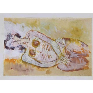 Sergio Barletta, Female Nude Painting, 1989, Tempera and Watercolor on Paper For Sale