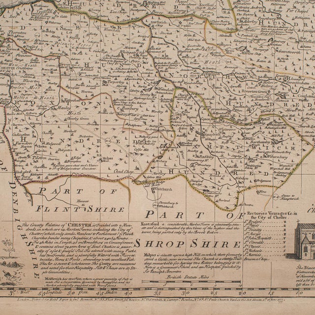 Antique Chester County Map, English, Cheshire, Framed Cartography, Georgian For Sale - Image 9 of 12