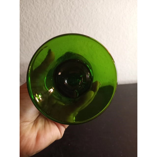 1980s Bubble Art Glass Ruffled Vase With Applied Cala Lilly Figurine For Sale - Image 4 of 9