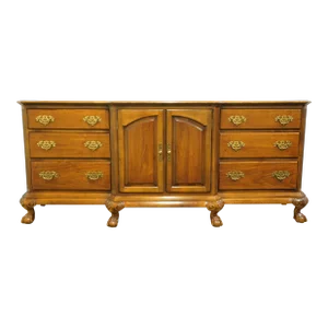 Century Furniture Solid Walnut Traditional Style 79" Block Front Triple Door Dresser