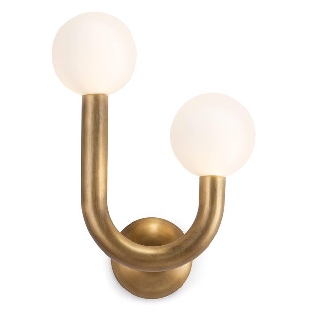 Metal Regina Andrew Happy Steel Sconce Right Side, Natural Brass For Sale - Image 7 of 7