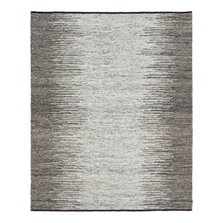 Gray Hand Knotted Modern Wool Rug With Abstract Design For Sale