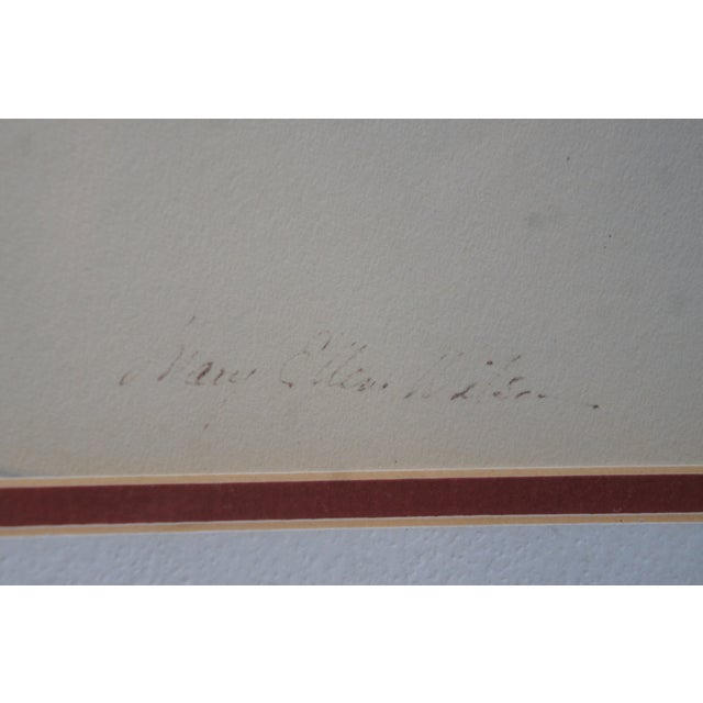 Blue Late 20th Century Mary Ellen Wilson Ohio Winter Farmhouse Landscape Watercolor Painting 34", Framed For Sale - Image 8 of 11