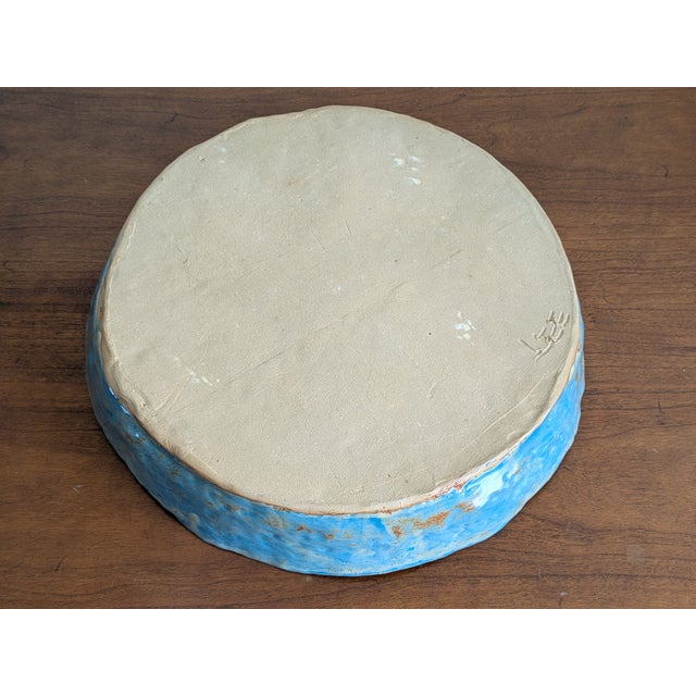 1990s Organic Hand Built Studio Art Pottery Chip Dip Serving Bowl For Sale - Image 4 of 4