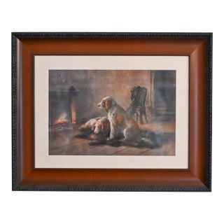 Antique Dog Watercolor of Two Setters by British Artist Alfred Hugh Fisher - Framed For Sale