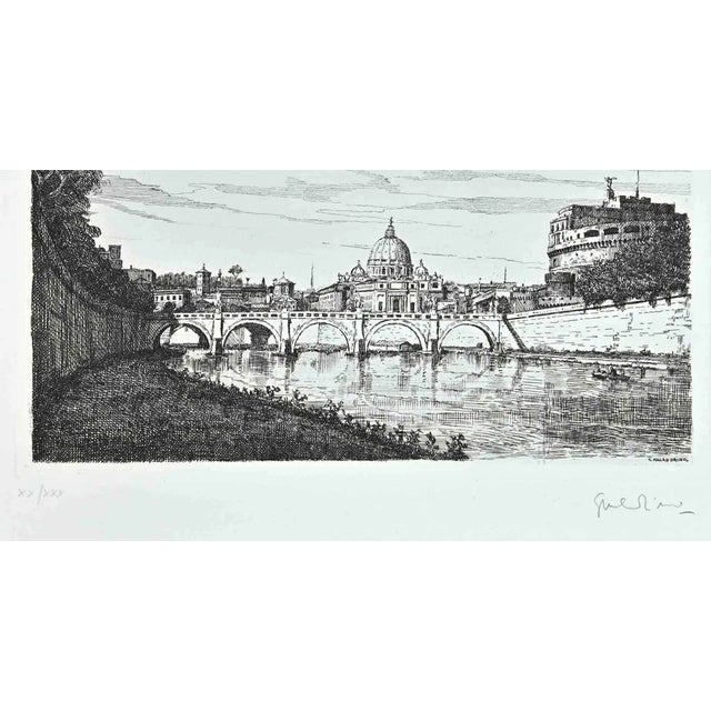 Saint Peter and Castel Sanit Angelo is an artwork realized by Giuseppe Malandrino. Print in etching technique. Hand-signed...
