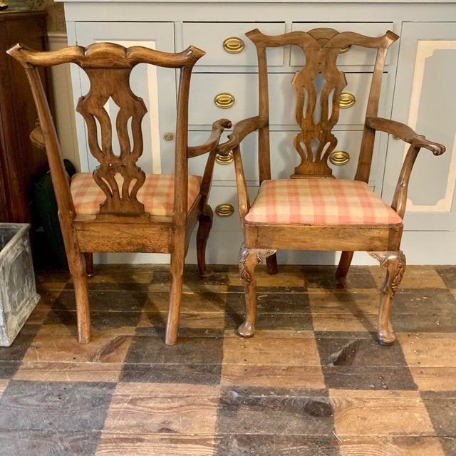 Wood Pair of Northern European Rococo Carved Armchairs For Sale - Image 7 of 16