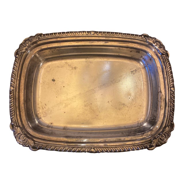 Vintage Oneida Ltd. Silverplate Serving Tray With Ornate Border For Sale