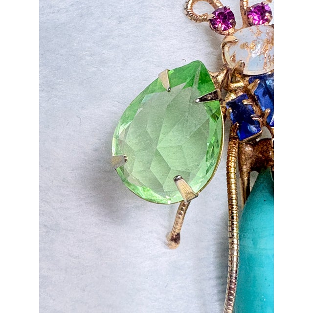 1960s Attributed Schreiner Mid Century Insect Brooch Reverse Set Rhinestones Fly Bug For Sale - Image 5 of 14