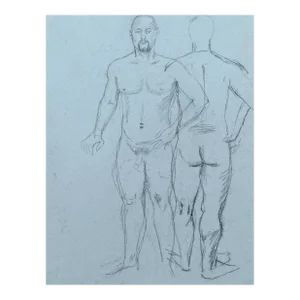 1990s Ron Yrabedra Male Nude Drawing