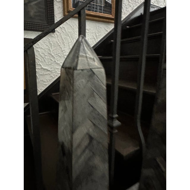 2000 - 2009 Wood Inlaid Obelisk, Pair For Sale - Image 5 of 5
