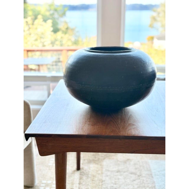 Large Antique Copper Orb Jardiniere For Sale - Image 9 of 12