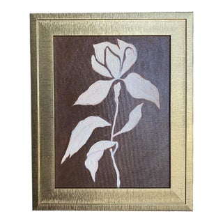 Modern Minimalist Floral Painting – Original Acrylic on Canvas by Tatiana Duperault For Sale