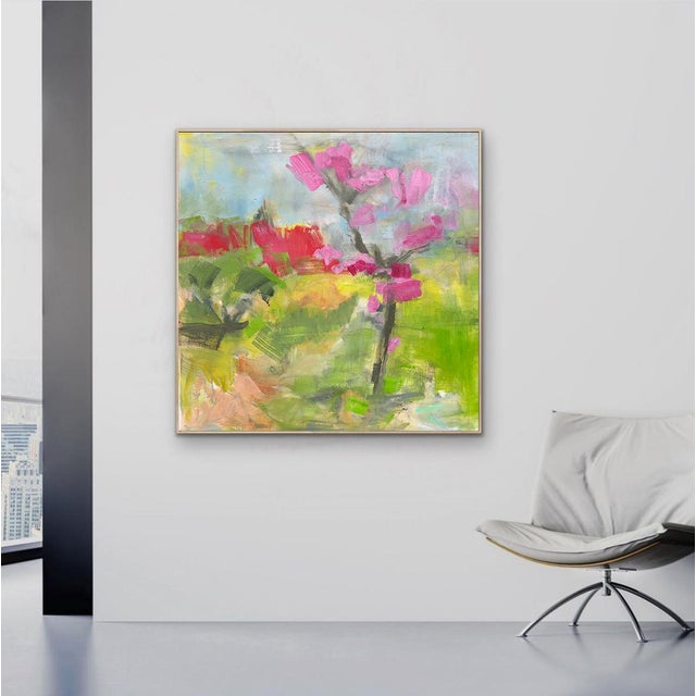 "Red Roof, Hakodate" by Trixie Pitts Abstract Impressionist Landscape Painting For Sale - Image 11 of 12