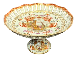 Mid 19th Century Augustus Rex Helena Wolfsohn Gilt, Painted And Reticulated Compote