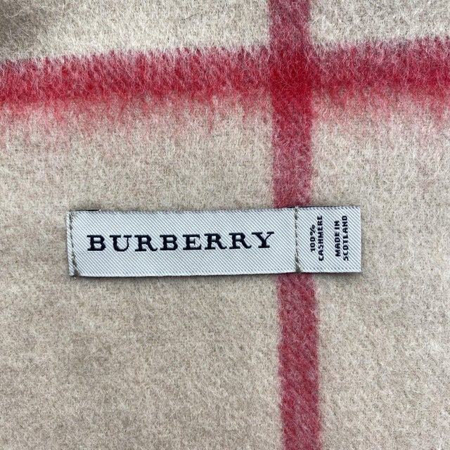 Burberry Light Beige Plaid 100% Cashmere Scarf For Sale - Image 6 of 9