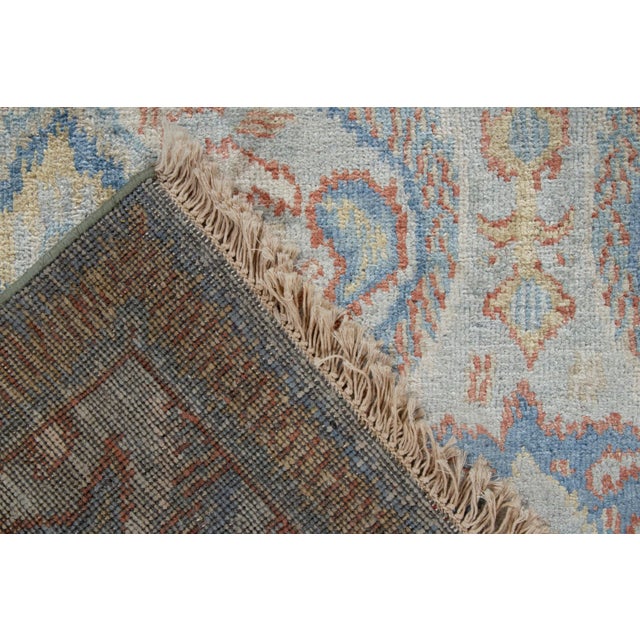 Textile Rug & Kilim’s Classic Ikats Style Rug With Blue, Gold and Rust Red Patterns For Sale - Image 7 of 7
