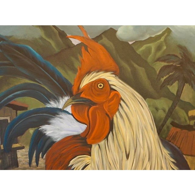 Contemporary Marc Zimmerman "Make My Day" Oil Painting, Oversized Rooster in Village Street, Bold Scale, Cubist Architecture, Contemporary Art West Coast For Sale - Image 3 of 8
