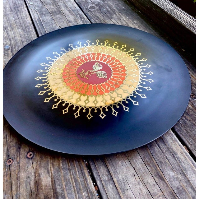 Mid-Century Modern Vintage Couroc Monterey Hollywood Regency Sunburst Charger Plate For Sale - Image 3 of 15
