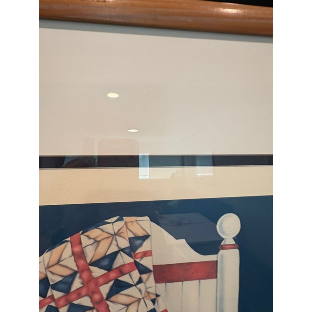 Navy Blue Late 20th Century Large Pauline Eble Campanelli Signed Framed Duck Decoy Americana Print Art For Sale - Image 8 of 13