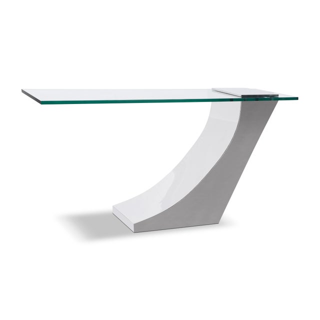 Modern Stainless Steel Console Table Designed by Greg Sheres.;“Clasp” console table. Sculptural, Elegant, Timeless. The...