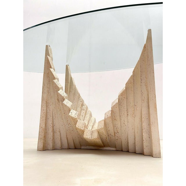 Vintage Travertine Dining Table in the style of Carlo Scarpa For Sale - Image 3 of 8