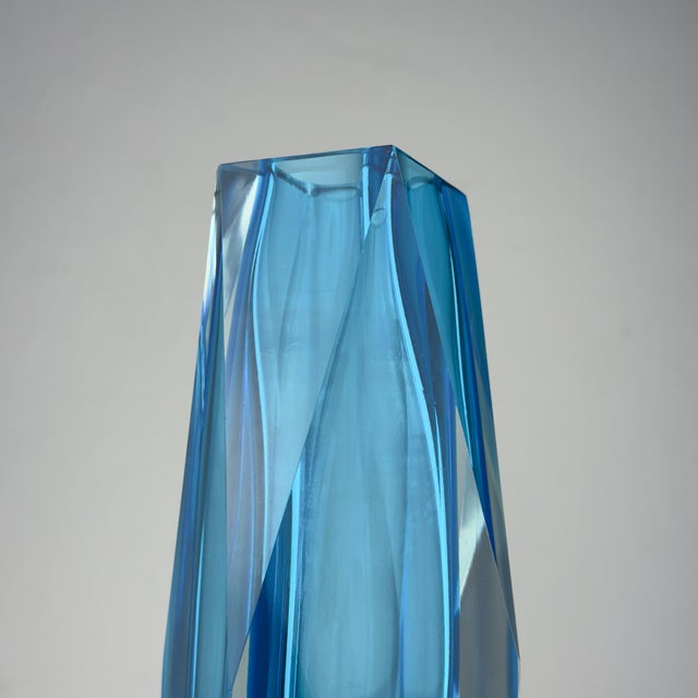Blue Sommerso Blue Murano Glass Vase, 1970s For Sale - Image 8 of 18