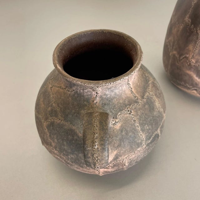 Charcoal Abstract German Fat Lava Pottery Vases from Ruscha, 1960s, Set of 2 For Sale - Image 8 of 18