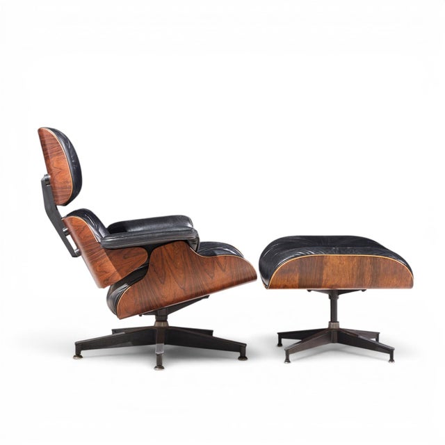 Brown Charles and Ray Eames for Herman Miller Mid Century Rosewood Eames Lounge Chair and Ottoman For Sale - Image 8 of 10