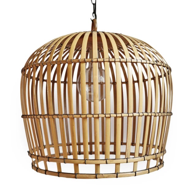 Bamboo Strip Cage Pendant Light For Sale - Image 12 of 12