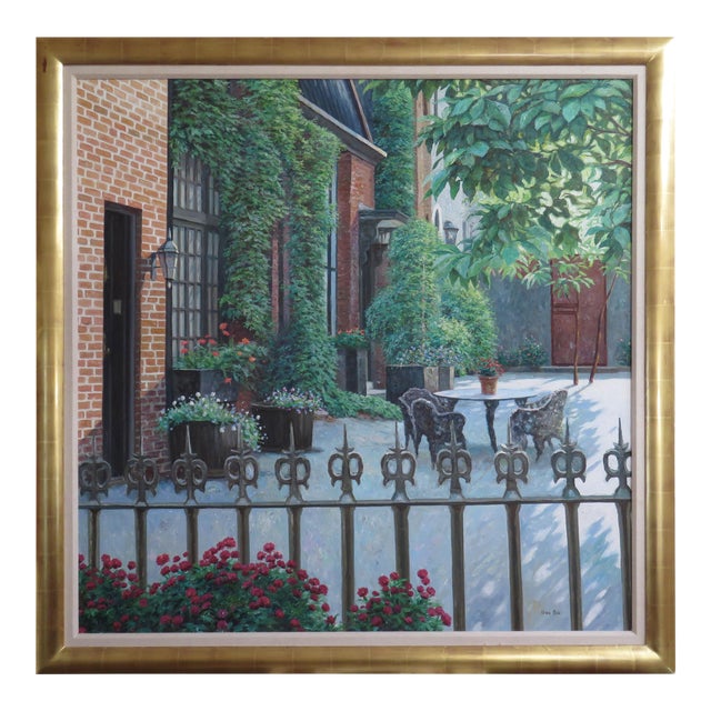 Impressionist Henry Peeters Hing Biu Large Painting Of Garden Scene Chairish