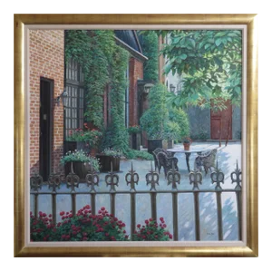 Impressionist Henry Peeters / Hing Biu Large Painting of Garden Scene