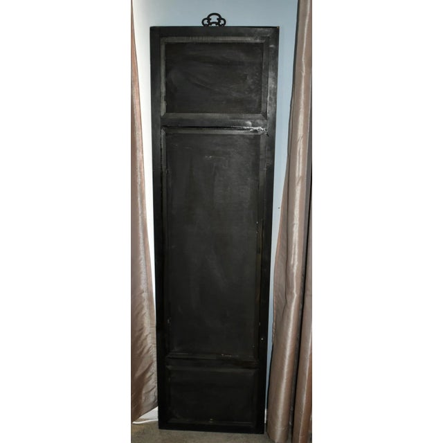 Antique Wall Plaque Chinese Reverse Painted Glass 3 Section Panel Black Frame For Sale - Image 10 of 10
