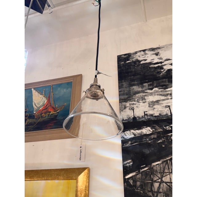 Restoration Hardware 20th C. Factory Filament Clear Glass Barn Pendant For Sale - Image 9 of 13
